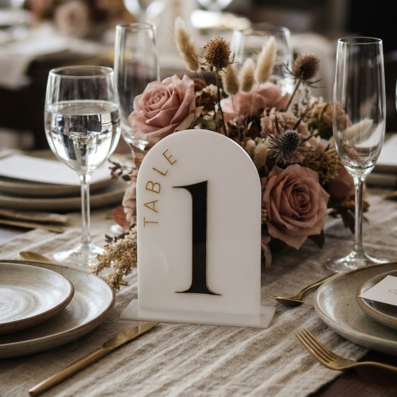 Acrylic Table Numbers with Stands (3D Raised Arch)